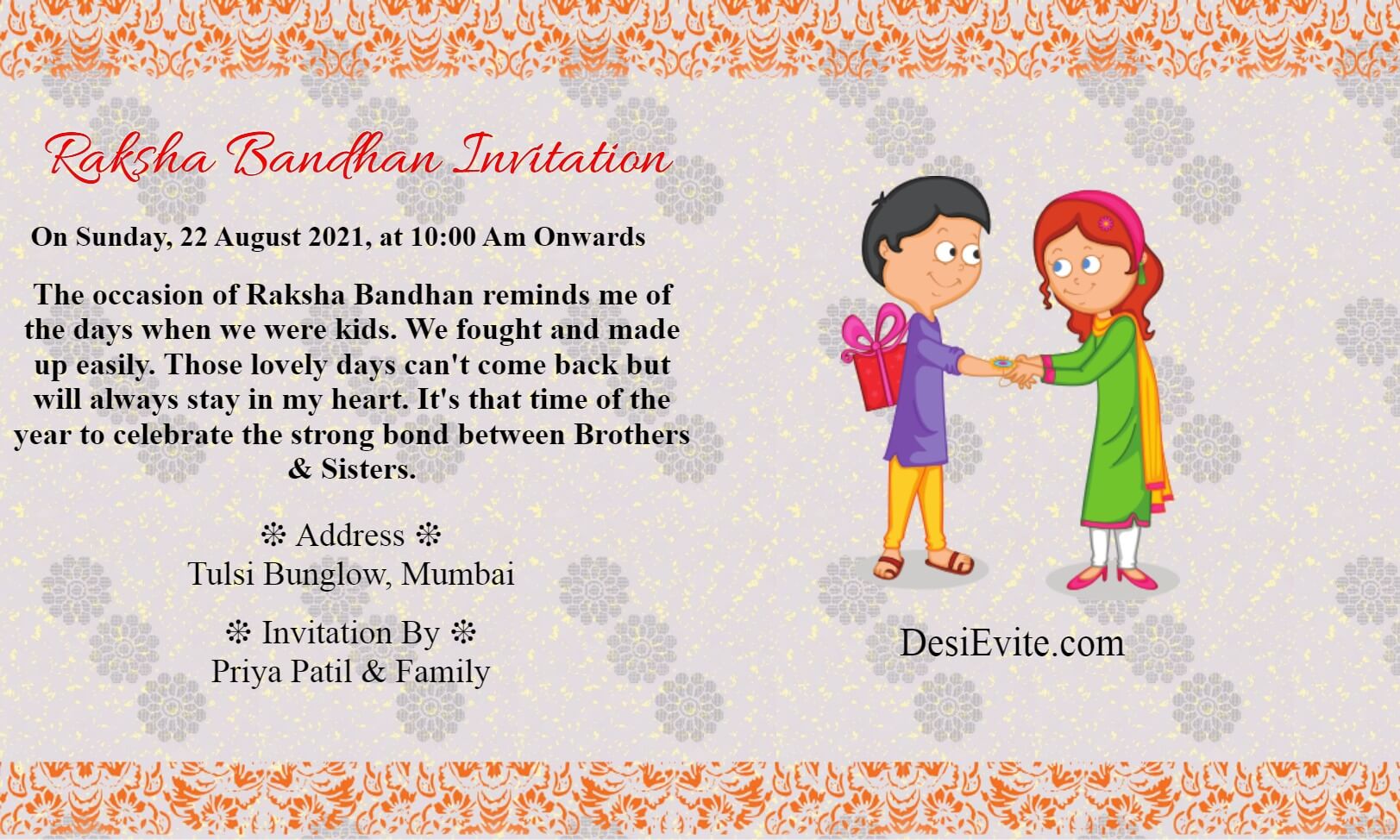Raksha Bandhan Invitation2 71 130 190 